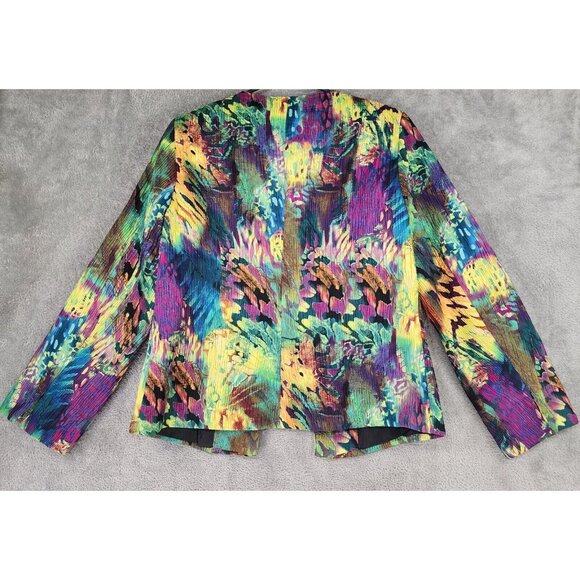 Joni B. Jacket Womens Medium Multicolored Open Front Long Sleeve Vintage Blazer - Picture 2 of 12